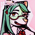 A preview of art depicting a green tiger woman in a maid uniform with the text Maid Monthly